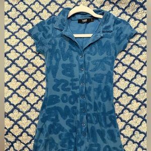 jaded london blue terry cloth playsuit/romper
